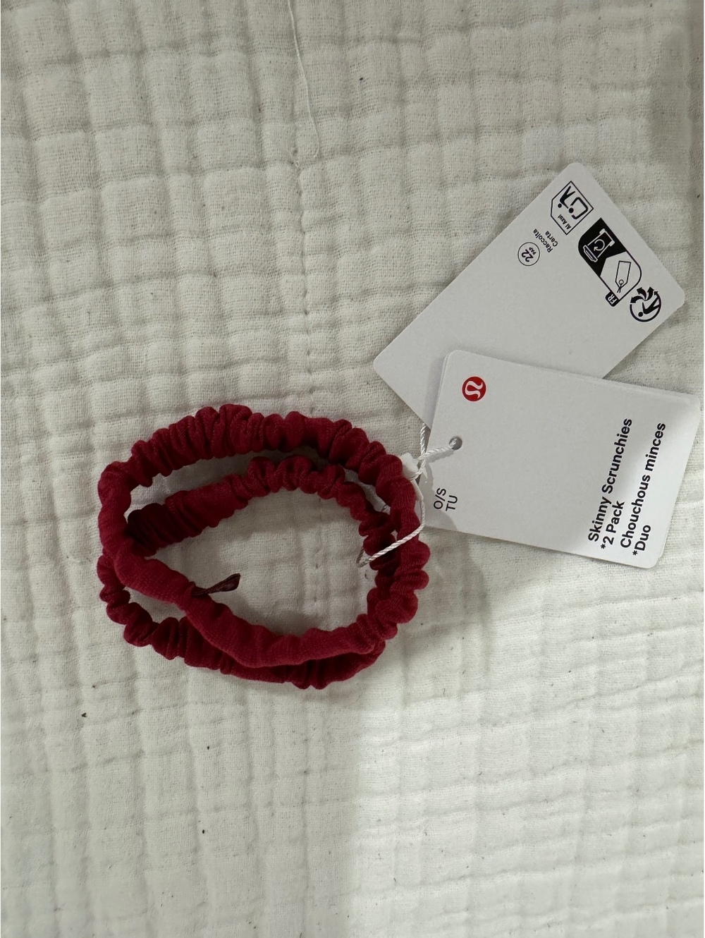 Lululemon Skinny Scrunchies 2-Pack Red/Burgundy